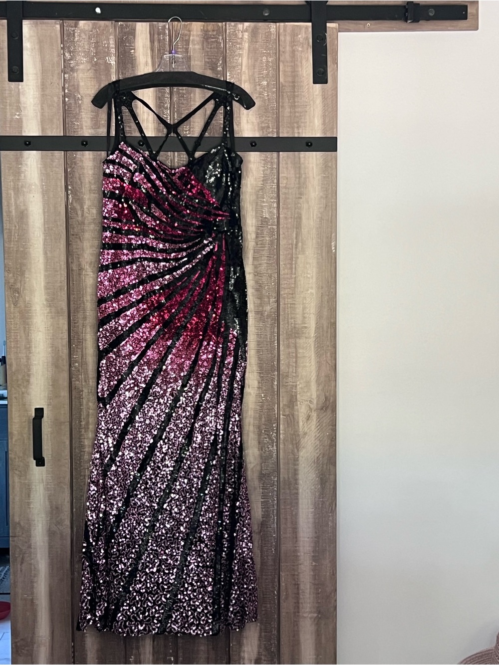 Sequin Ombre Formal Dress — Pink & Black, Size 16 - Picture 4 of 7